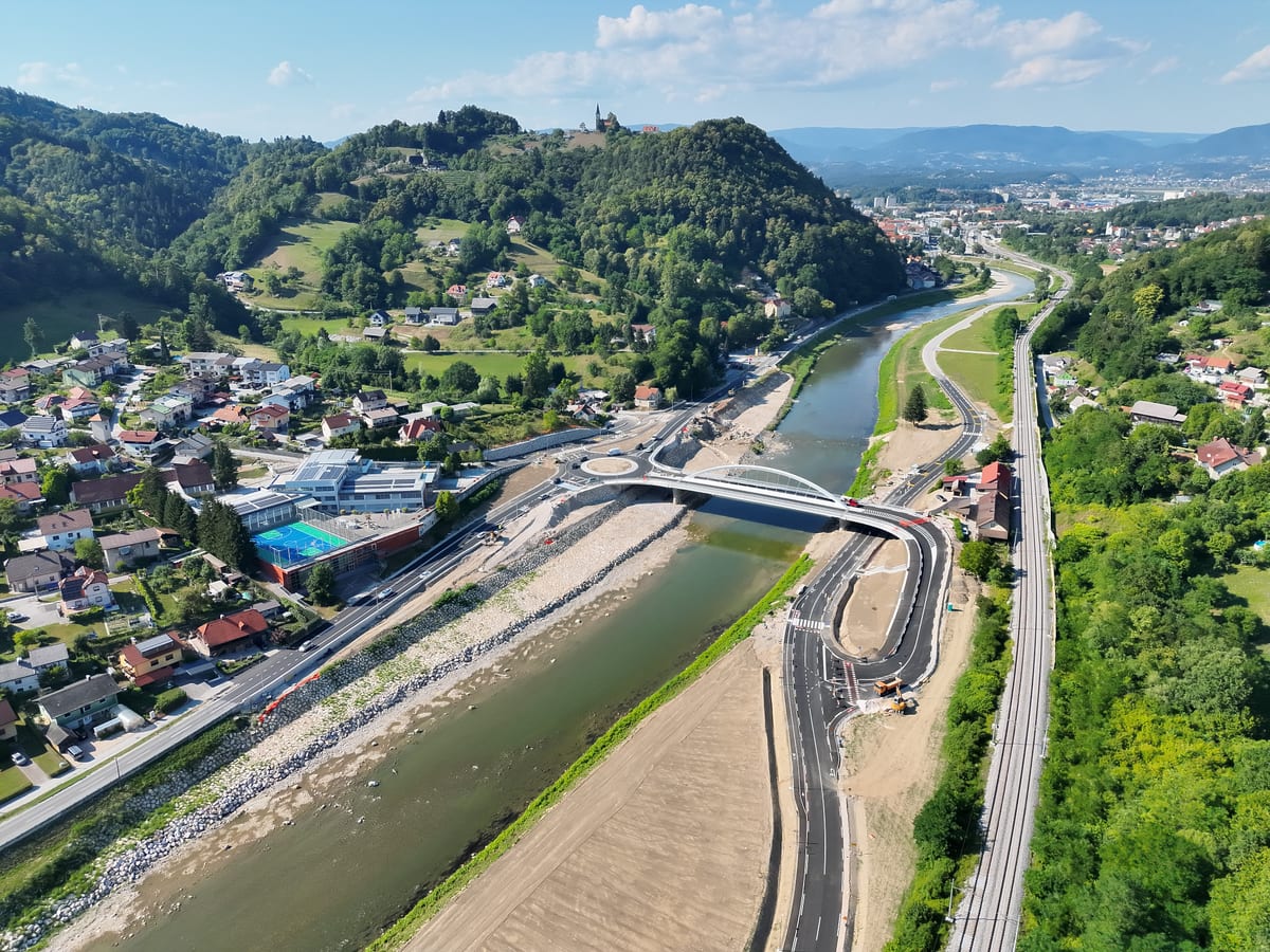 Novi most Polule čez Savinjo iz zraka